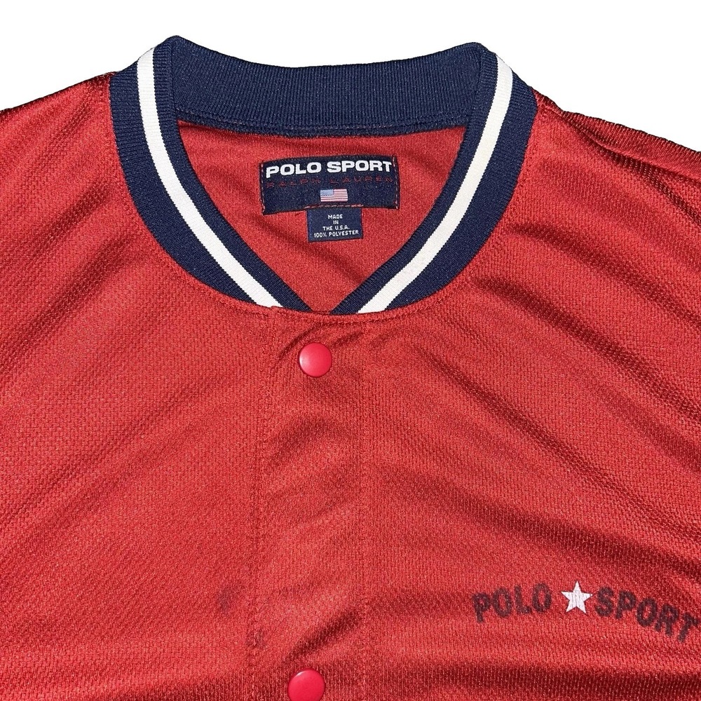 Vintage 90s Polo Sport By Ralph Lauren Men's Red/Navy Baseball Jersey Large USA